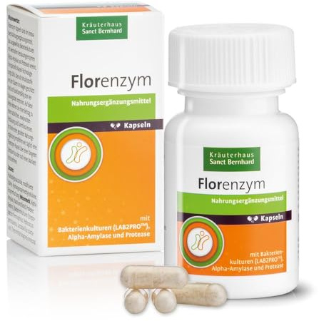 Sanct Bernhard Florenzym-Kapseln | Vegan | Mit Bakterienkulturen (LAB2PROTM), Alpha-Amylase & Protease | 30 Kapseln