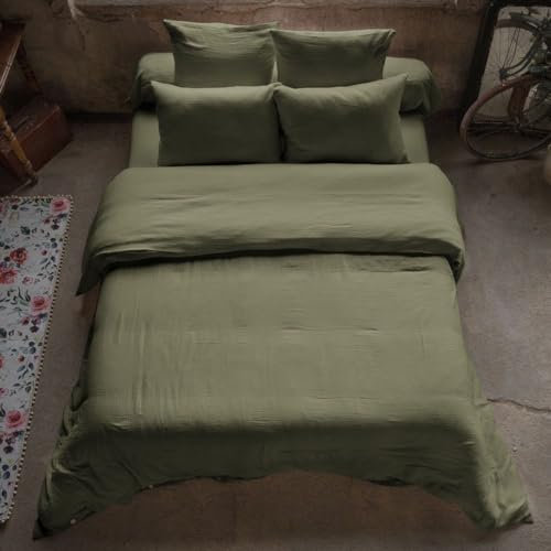 Housse de Couette 220x240 cm en Gaze de Coton Romarin