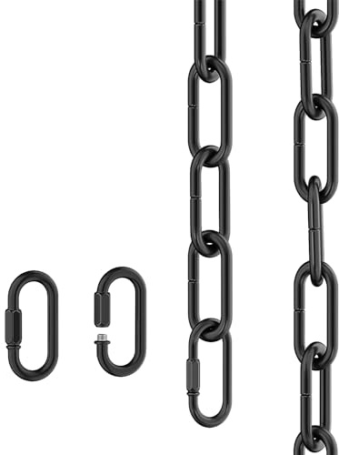 garini 3 Feet Industrial Black Light Fixture Chain, Metal Pendant Chandelier Chain
