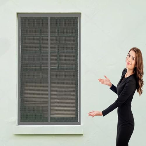 Moustiquaire Fenêtre Magnétique 106 x 116 cm Moustiquaire sur Mesure Sans Poinçon Pou Aimantée Moustiquaire pour Fenêtres Porte, Gris
