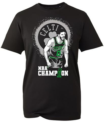 Premium Basketball T-Shirt mit Jason Tatum Motiv - Boston NBA Champion 2024 (DE/NL/SE/PL, Alphanumerisch, XL, Regular, Regular, Schwarz)
