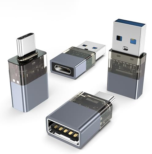 Basesailor USB 3.0 auf USB C Adapter und USBC Stecker zu USB A Buchse 4 Pack,iPhone 16 15 Ladegerät,Typ C Thunderbolt 4 OTG Netzteil für Apple 14 13 Plus Pro Max Mini,iPad,AirPods,iWatch 10 9,MacBook