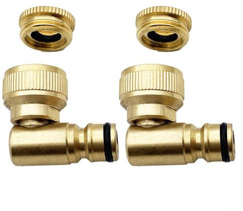 HpLive Raccords de robinet en laiton pour robinets extérieurs 1/2 et 3/4, filetage femelle coudé à 90°, pivotant à 360 degrés