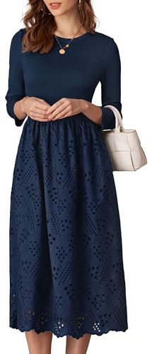 GRACE KARIN Women's Semi Formal Dress Round Neck A-Line Dress Hollow A-Line Dress Navy Blue S