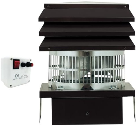 ALLINOX Aspirafumo Elettrico Quadrato Per Camino Comignolo Fumaiolo Base Quadra Regolabile Professionale Tirafumo Per Caminetto o Stufa 3 Velocità