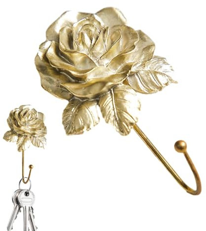 ycezw Wandhaken für Rosen, Haken für Rosen, dekorative Kleiderhaken, Garderobenhaken mit rosa Blumen, Huthaken, Blumenwandhaken, dekorativer Kleiderbügel für Jacke