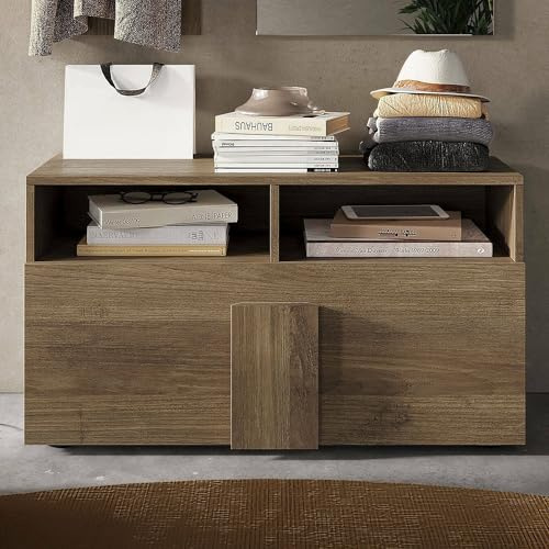 Dmora - Schuhschrank Bracciano, Schuhregal, Mehrzweck-Eingangsgarderobe, Möbel für Schuhe, Made in Italy, 91x35 h57 cm, Eiche