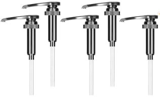 MUYAPAY 4 Stück Dosierpumpe, Wiederverwendbarer Pumpspender Sirup, Sirup Spender Pumpe, Sirup Spender, Syrup Pump für 500ml/1000ml Flaschen mit 4 Langen Schläuchen, Schwarz