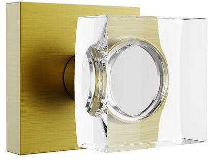 Antique Brass Door Knob Passage Door Knobs Glass Door Knobs Interior, Old Style Crystal Door Knob Square Door Knob Antique Door Handle for Hallway Pantry Closet Door Knob