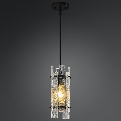 ZYBWL Einflammig Pendelleuchte Modern Vintage Glas Hängelampe Höhenverstellbar Schwarz Hängeleuchte für Küche Esstische Esszimmer Schlafzimmer, E27 Sockel