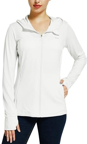 WILLIT Veste de course pour femme - Manches longues - Protection solaire - Sweat à capuche - T-shirt de course UV - UPF 50 - Veste légère - Yoga - Fitness - Sport - Randonnée - Avec poches, gris, 3XL