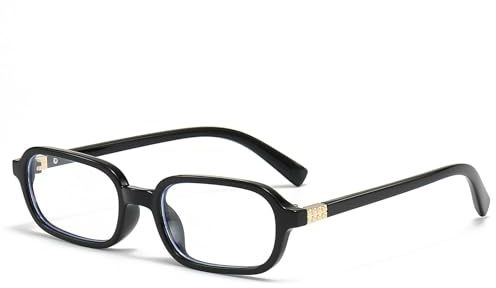 LJCZKA Rectangle Blue Light Blocking Glasses for Women Men Small Narrow Square Frame Computer Gaming Anti Eyestrain Eyeglasses