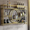 Flaschen Regal,wandmontiertes Weinpräsentationsregal Aus Metall Mit Metallrahmen Moderner Multifunktionaler Flaschenhalter Aufbewahrungsregal Bar Regale Wand Wandmontierte Weinr(Size:100cm,Color:Gold)
