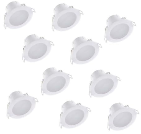 Set of 10 CCT LED Bathroom Downlights - White IP44 Recessed Downlights