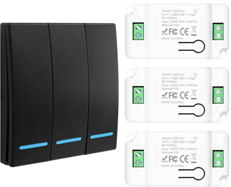 Interruttore senza fili della luce, interruttore wifi, interruttore smart, interruttore alexa, 433Mhz 220V interruttore wireless, Interruttori luci da parete Portata 100 m, Controllo Vocale/Timer - B
