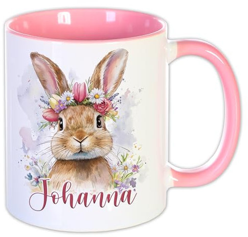Unikatolo Ostertasse mit Name personalisiert, lustig witziges Ostergeschenk als Kleinigkeit für Kinder & Erwachsene Frühlingstasse mit Blumen kleine Geschenkidee (Ostern - 5)