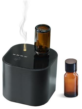 Wasserloser Diffuser für ätherische öle,Aroma Diffuser Kabellos mit Akku,Mini Auto Diffuser mit 10ml Weißtee Öle,3 Modus,Zyklische Duftverbreitung,100 m²Reichweite für Wohnung/Home/Office,schwarz