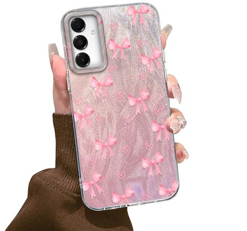 Tedyhulle Coque pour Samsung Galaxy A35 5G, Etui avec Rose Nœud Papillon Motif Esthétique, Fine Souple TPU Bumper Antidérapante Antichoc Protection Housse Femme Fille Elégante Paillette Case Cover