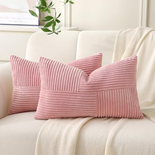 Yosodeko 2er Set Kordsamt Kissenbezug 30x50 Altrosa, Flauschig Boho Kissenhülle Kissenbezüge Sofakissen Couchkissen Dekokissen Zierkissenbezug Weich Deko für Couch Bett Sofa Wohnzimmer Rechteckig