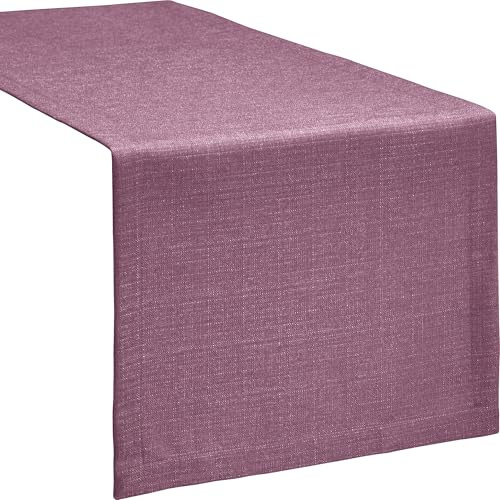 Erwin Müller Tischwäsche, Tischläufer Uni, Krefeld Beere Größe 50x150 cm - fleckabweisend, schmutzunempfindlich und leicht zu reinigen, Leinen-Optik (weitere Farben, Größen)