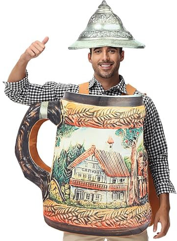 Genérico Déguisement de cruche de bière pour homme - Combinaison confortable et respirante pour événements Cosplay fêtes Oktoberfest Unisexe Pour et adultes