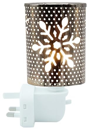 Electric Wax Melts Burners Plug In Candle Wax Warmer, Oil Burner With Spare Bulb, Fragrance Lamp For Home Office Bedroom Living Room Gifts&Decoration (Snowflakes Silver)