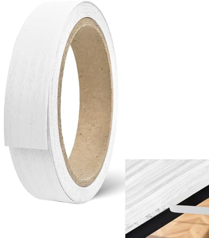 FIGCY Selbstklebende Holzmaserung Kantenband, 20mm x 10m, Weiß, Mattschicht, für Möbel, Regale & DIY Projekte