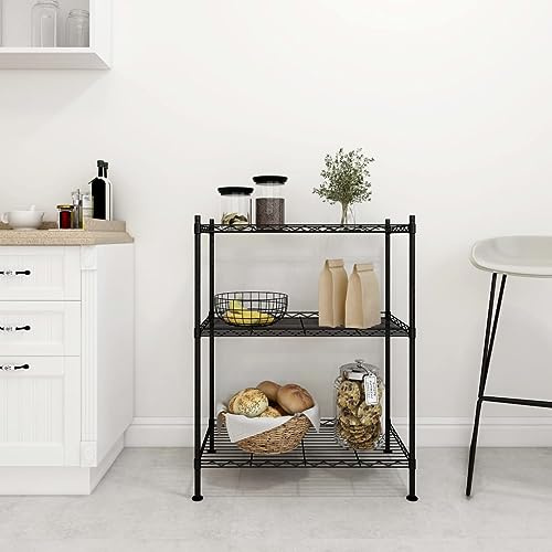 Ziaphsol Scaffale con 3 ripiani in ferro, laccato nero, 60 x 35 x 76 cm, portata 150 kg, per officina, garage, cantina, stabile scaffale in metallo per ordine