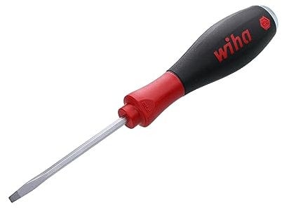 Wiha 53010 Slotted Screwdriver with SoftFinish Handle and Solid Metal Cap, 3.5 x 75mm
