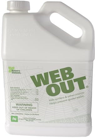 Nisus Web Out Cobweb Eliminator and Repels Spiders, Ants, Mosquitoes, Cockroaches, Aids in Web Control, Ready-to-Use Biodegradable Spray, 1 Gallon