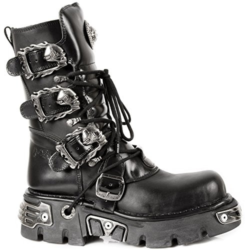 New Rock Shoes - Classic Reactor Boots with Skull Buckles UK 11