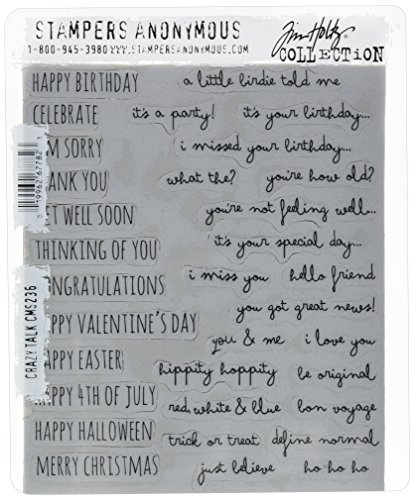 Stampers Anonymous Art Gone Wild Crazy Talk Cling Stamp Set, Grey, 7 by 8.5