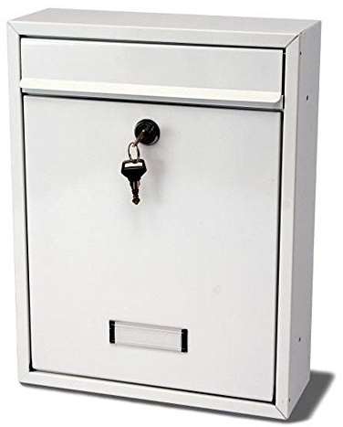 Burg-Wachter MB19 Trent Wall Mounted Galvanised Steel Lockable Weatherproof Post Box, White, 26x34x9cm