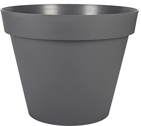 EDA - Pot de Fleur Rond Toscane Ø 60 cm - Volume 76 L - Ø 59 x H.47 cm - Gris Anthracite