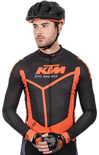 KTM Langarm MTB Trikot Factory Team Race Spring Schwarz-Orange (L, Schwarz)