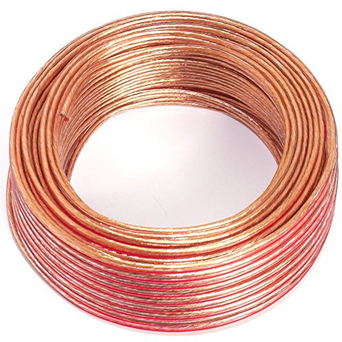 Cable de altavoz 2 x 0,50 mm2 – 25 m – transparente – CCA – Cable de audio – Cable de caja