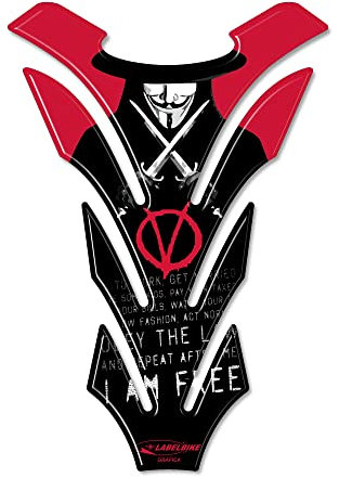labelbike - 3D Gelharz Motorrad Tankpad-Aufkleber mit ''V for Vendetta''-Grafiken