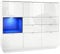 Vladon Highboard Sideboard Metro V2, Made in Germany, Korpus in Weiß Hochglanz/Fronten in Weiß Hochglanz mit Einsatz in Schwarz Hochglanz, inkl. LED Beleuchtung