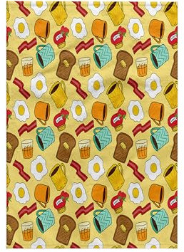 3dRose Eggs, Bacon, Toast, Coffee, Jam Morning Breakfast Pattern Handtücher, Weiß, 15 x 22