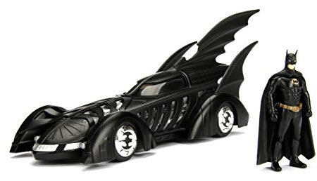 Modellino Batmobile da Batman Forever 22cm Scala 1/24 con Figura di Batman - 100% Originale Ufficiale Dc Comics Jada Toys