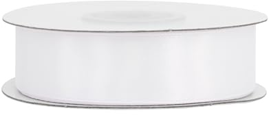 Satinband 18mm x 25m Rolle - FARBAUSWAHL in 3/6/12/18/25/38/50/75/100mm - farbecht & waschbar - Schleifenband für Hochzeit - Geschenkband zum Verpacken Dekorieren Basteln - Weiß 029
