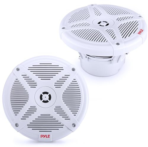 Pyle PLMRBT65W - Altavoces Marinos Bluetooth Dobles de 6.5 Pulgadas con clasificación Impermeable, Sistema de Altavoces coaxiales de 2 vías amplificados de Rango Completo (600 vatios), Color Blanco