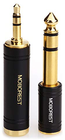 MOBOREST 3.5mm to 1/4 (6.35mm) Stereo Pure Copper Headphone Adapter, 2PCS