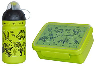 Eco set *MADE IN EU* Eco Flasche 0,5L + Eco Brotdose für Kinder, BPA-frei, ohne Phthalate, bruchsicher, langlebig und Sympa! (Eco Set Dinosaurier)