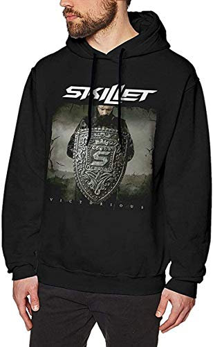 Henrnt Skillet Band Men's Fashion Long Sleeve Sweatshirt Drawstring Pullover Hoodies Black
