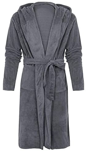 KUKICAT Peignoir Bain Homme Capuche Grande Taille Peignoir de Bain pour Homme avec Capuche Towelling Robe Baignoire Couple Couleur Unie Unisexe