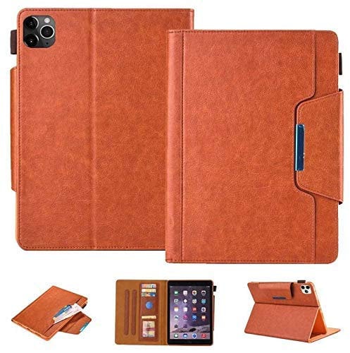Jennyfly iPad Case 2016 9.7 inch, PU Leather Multi-viewing Smart Auto Wake/Sleep with Pencil Strap and Card Slot Hand Free Stand Soft Back Protective Cover for 2016 iPad Pro 9.7 inch - Brown