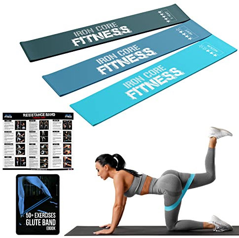 Latex Mini Loop Resistance Bands Set for Working Out – Medium to X-Heavy Resistant Levels Booty Bands – Small Exercise Band for Women – Short Squat Band for Glute, Thigh, Legs & PT 3 Pack