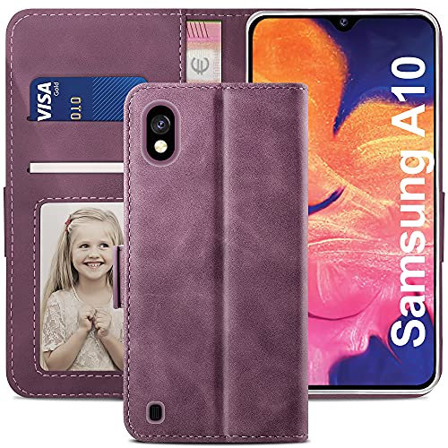 YATWIN Handyhülle Samsung Galaxy A10 Hülle, Klapphülle Samsung Galaxy A10 Premium Leder Brieftasche Schutzhülle [Kartenfach][Magnet][Stand] Handytasche für Samsung Galaxy A10 Case, Weinrot