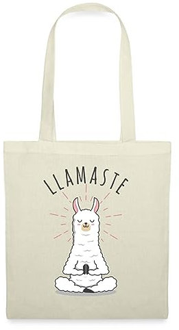 Spreadshirt Llamaste Lama Namaste Yoga Entspannung Geschenk Stoffbeutel, One size, Natur